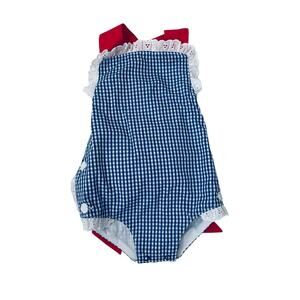 NWT TBBC 18-24M Sisi Sunsuit Rockefeller Royal Gingham Bubble